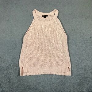 J Crew Point Sur Small Pink Sweater Tank Top High Neck Cotton Lightweight #1651